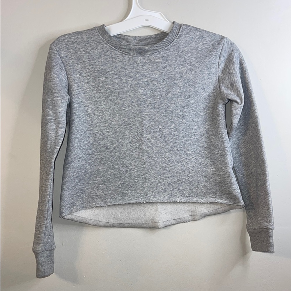 🏷️ Justice GIRLS Gray High Low Long Sleeve Sweatshirt Size 6/7 EUC #7